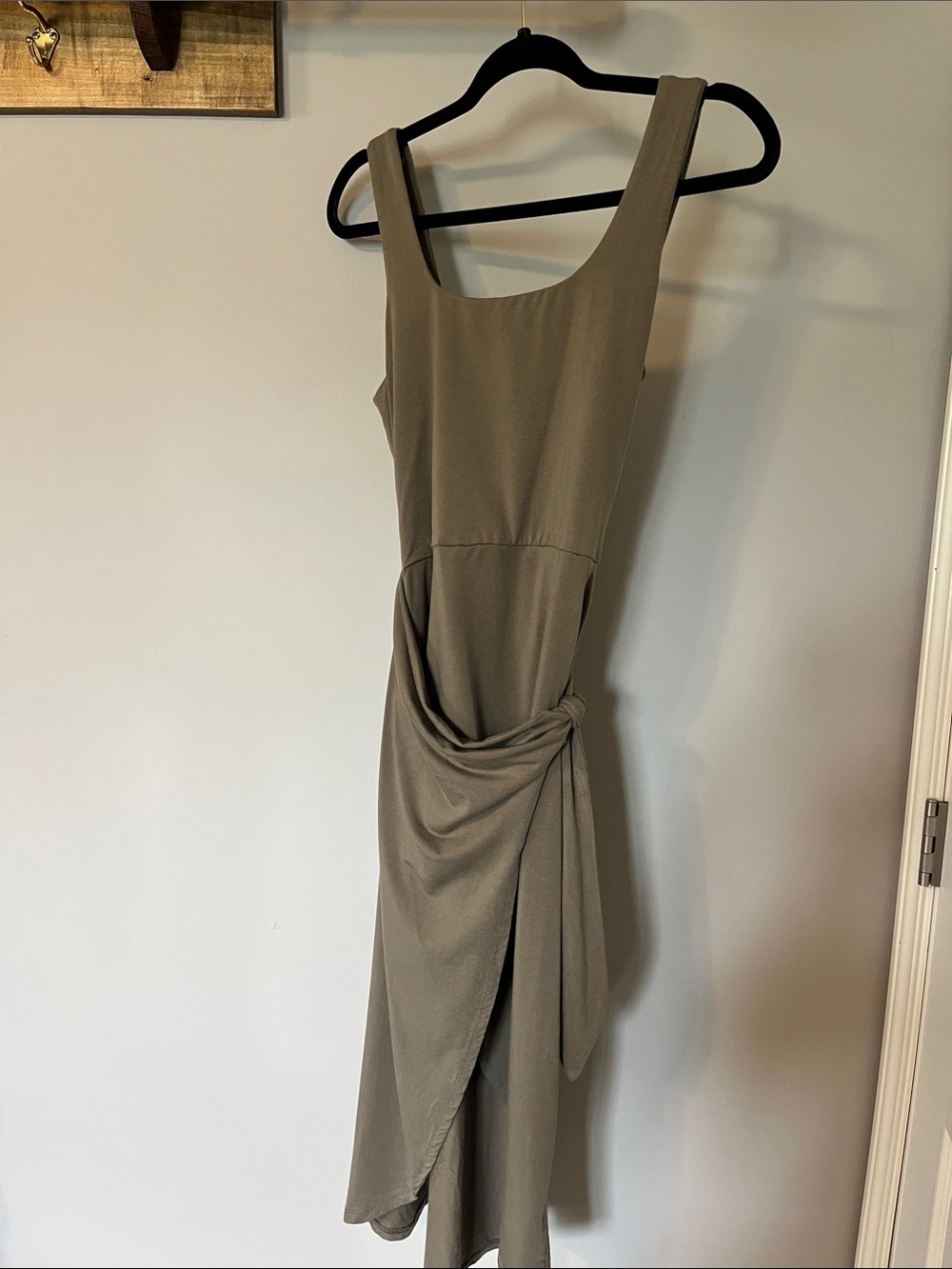 Sleeveless Knot-Detail Midi Dress in Olive
